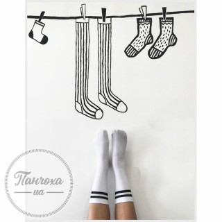 Шкарпетки Панчоха UA (високі спортивні), р.36-40 Чорний/білі смужки