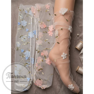 Носки Женские PANNA 0133 (микротюль) (one size) белый-голубой Носки Женские PANNA 0133 (микротюль) (one size) белый-голубой