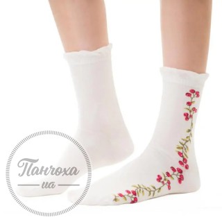 Шкарпетки жіночі STEVEN 017 з рюшем (ягода) р.38-40 молочний