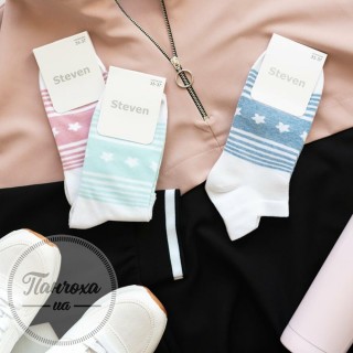Шкарпетки жіночі STEVEN 050 (stars) р.38-40 Білий-м&#039;ятний