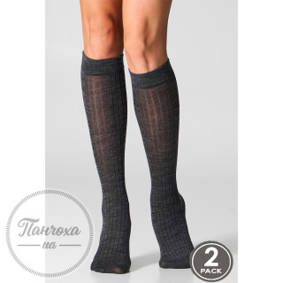 Гольфи жіночі LEGS KNEE HIGH WOOL MERINO KW22 (2 пари) р.36-40 L.grey/d.grey