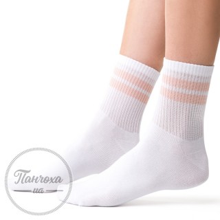Шкарпетки жіночі STEVEN 026 (кольорові смуги) р.35-37 Білий-пудровий