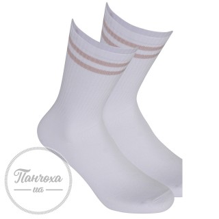 Шкарпетки жіночі WOLA (високі в смужку-люрекс) 994 р.36-38 Білий-рожева смужка