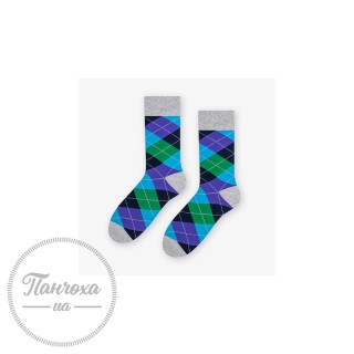 Шкарпетки чоловічі MORE 051 (COLOR & SQUARES) р.43-46 сірий-фіолетовий-зелений