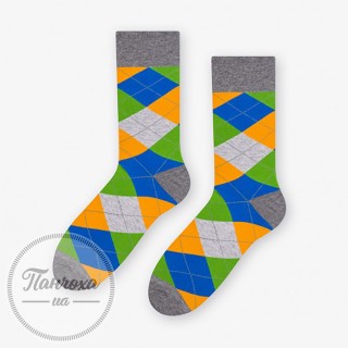 Шкарпетки чоловічі MORE 051 (COLOR & SQUARES) р.39-42 сірий-помаранч-зелений
