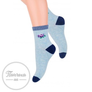 Шкарпетки для дівчат STEVEN 014 (квіточка) р.29-31 блакитний