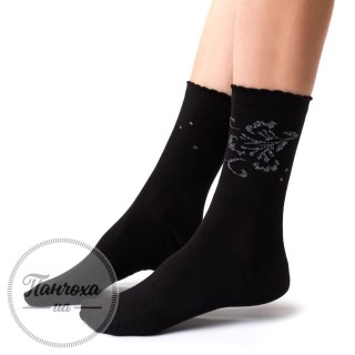 Шкарпетки жіночі STEVEN 066 (квітка люрекс) р.35-37 Чорний
