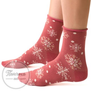Шкарпетки жіночі STEVEN 099 (сніжинки-люрекс) р.38-40 темно-рожевий 