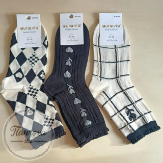 Носки Женские AURA.VIA NZP559 р. 35-38 молочный-черный (ромбы)