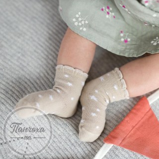 Шкарпетки для дівчат STEVEN 138 (зірки-горох) р.11-13 бежевий