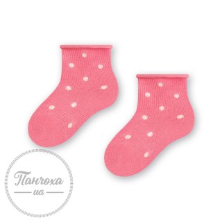 Шкарпетки для дівчат STEVEN 138 (горох-люрекс) р.20-22 рожевий