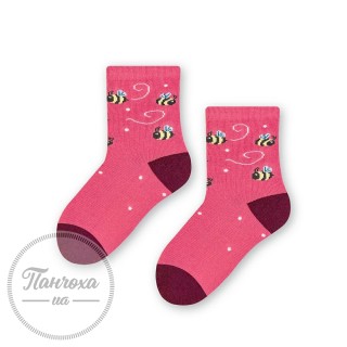 Шкарпетки для дівчат STEVEN 014 (бджола) р.26-28 рожевий