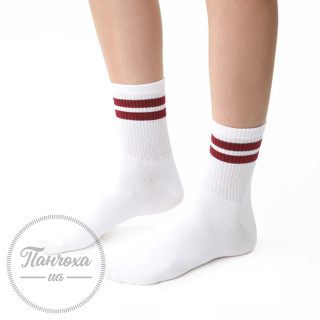Носки Женские STEVEN 026 (2 полосы) р. 35-37 Белый-бордо