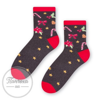 Шкарпетки жіночі STEVEN 136 (зірки) р.35-37 темно-сірий
