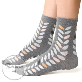 Шкарпетки жіночі STEVEN 099 (орнамент з листя) р.35-37 Св.сірий