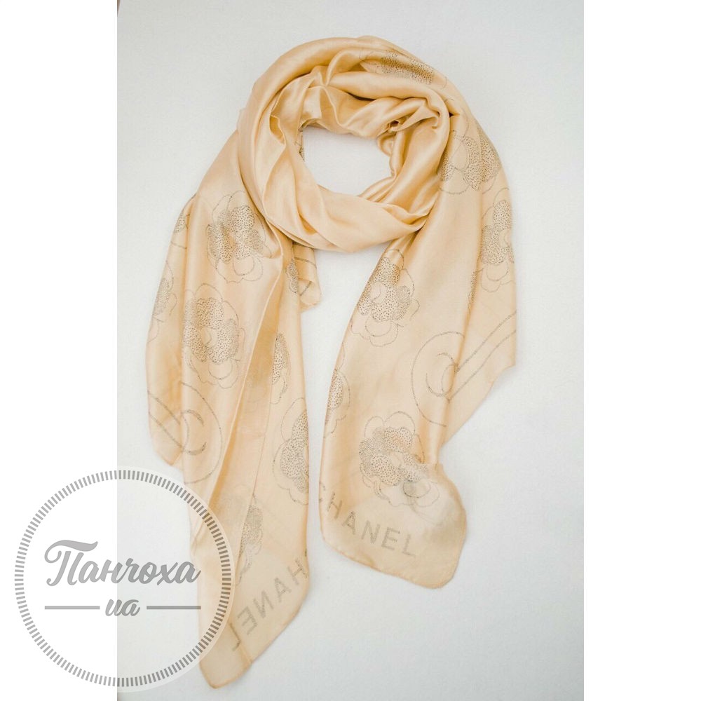 Шарф жіночий CHANEL 100% шовк Бежевий Шарф жіночий CHANEL 100% шовк Бежевий