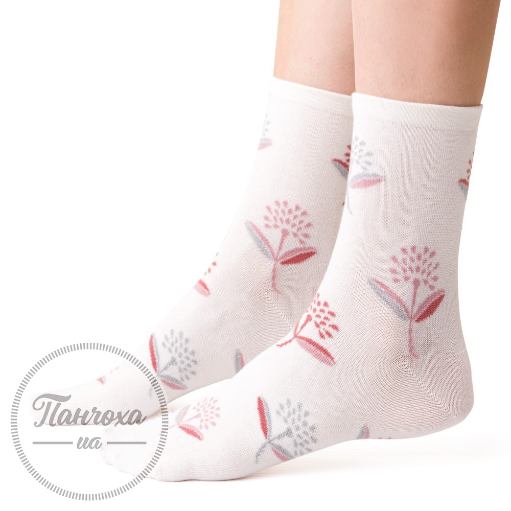 Шкарпетки жіночі STEVEN 099 (квіти) р.38-40 молочний