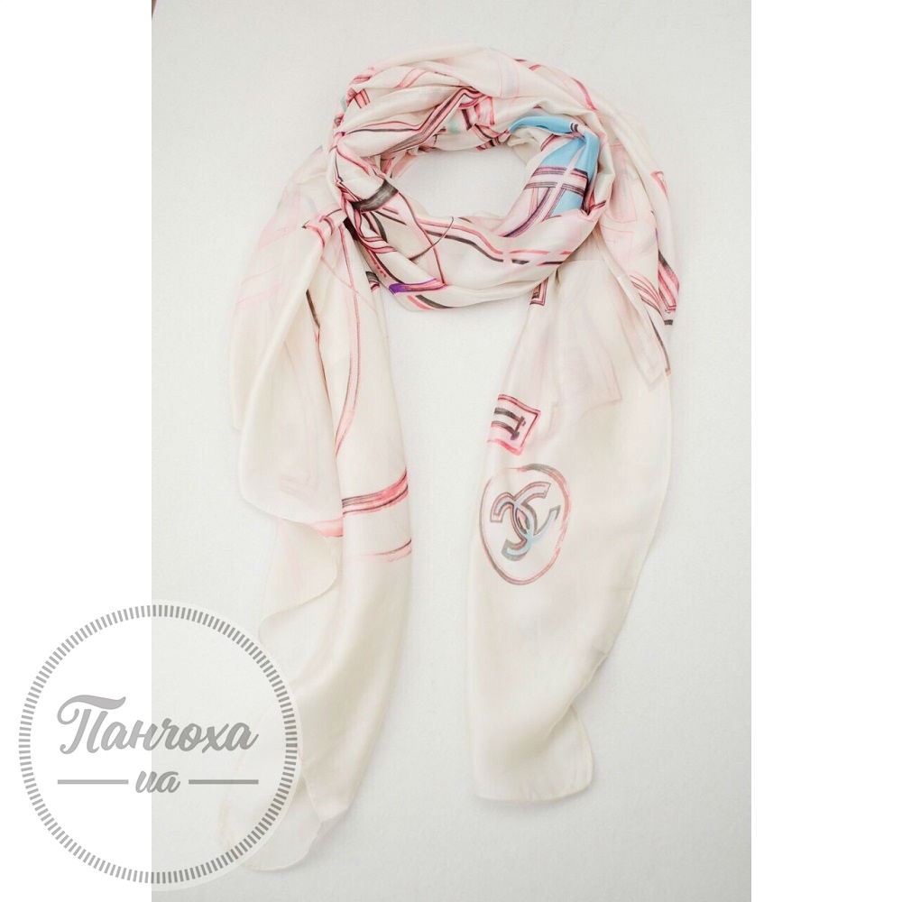 Шарф женский CHANEL 100% шелк Бело-розовый Шарф женский CHANEL 100% шелк Бело-розовый