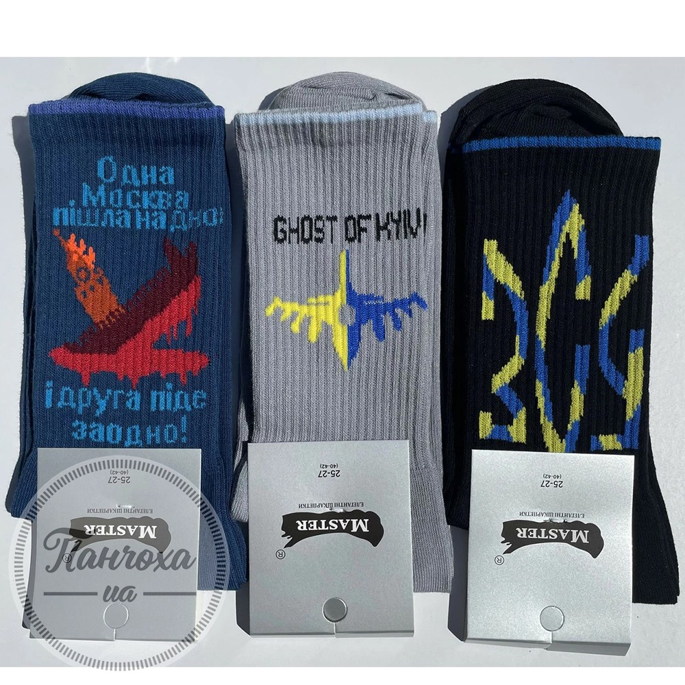 Шкарпетки чоловічі Master (висока резинка) Патріотичні (ЗСУ) р.27-29 Чорний Шкарпетки чоловічі Master (висока резинка) Патріотичні (ЗСУ) р.27-29 Чорний