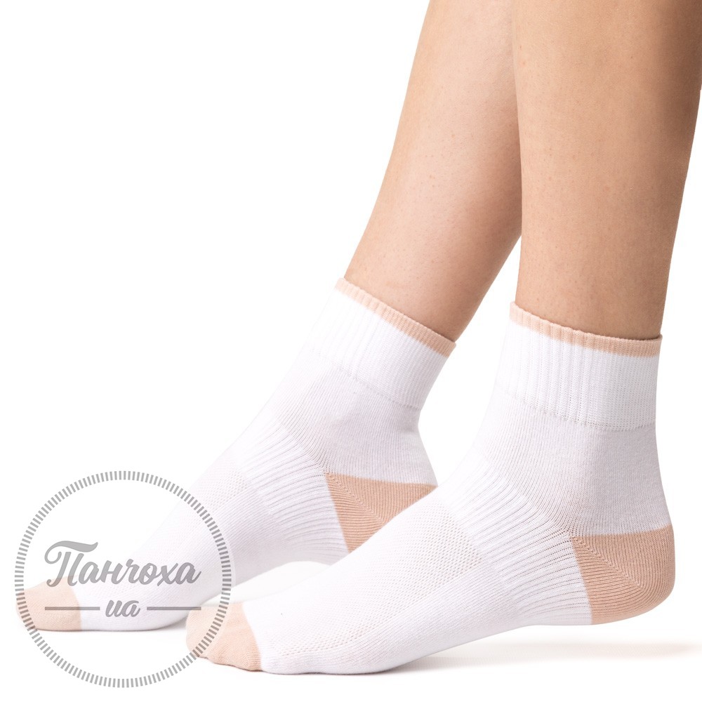 Шкарпетки жіночі STEVEN 026 (кольорова п"ятка) р.35-37 Білий-бежевий