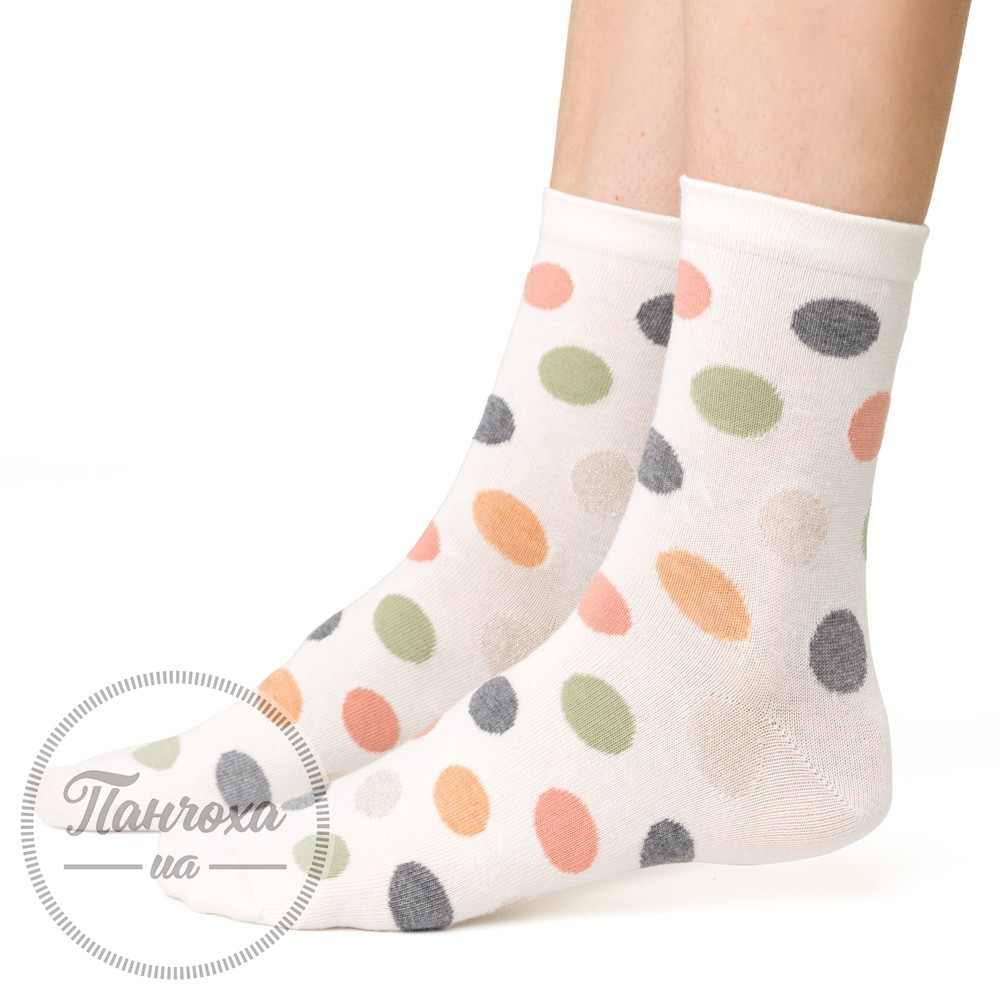 Шкарпетки жіночі STEVEN 099 (великі горохи 1) р.38-40 молочний