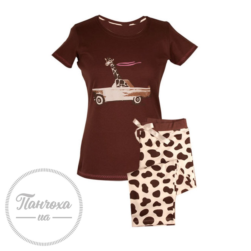 Пижама женская MUZZY "Жираф в машине".S Коричневый Пижама женская MUZZY "Жираф в машине".S Коричневый