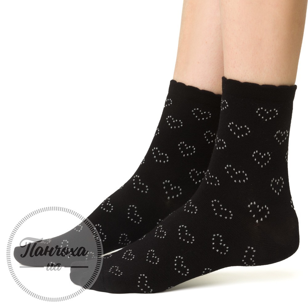 Шкарпетки жіночі STEVEN 099 (дрібні серця люрекс) р.38-40 Чорний Шкарпетки жіночі STEVEN 099 (дрібні серця люрекс) р.38-40 Чорний