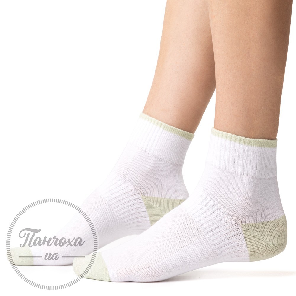 Шкарпетки жіночі STEVEN 026 (кольорова п"ятка) р.35-37 Білий-салатовий