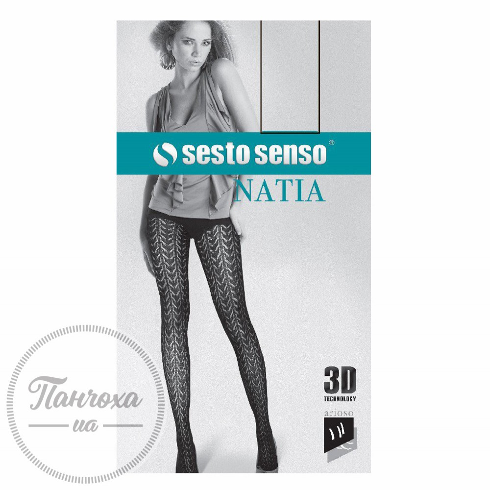 Колготки жіночі SESTO SENSO Natia 120 den фантазійні/бавовна 3D (4, nero)