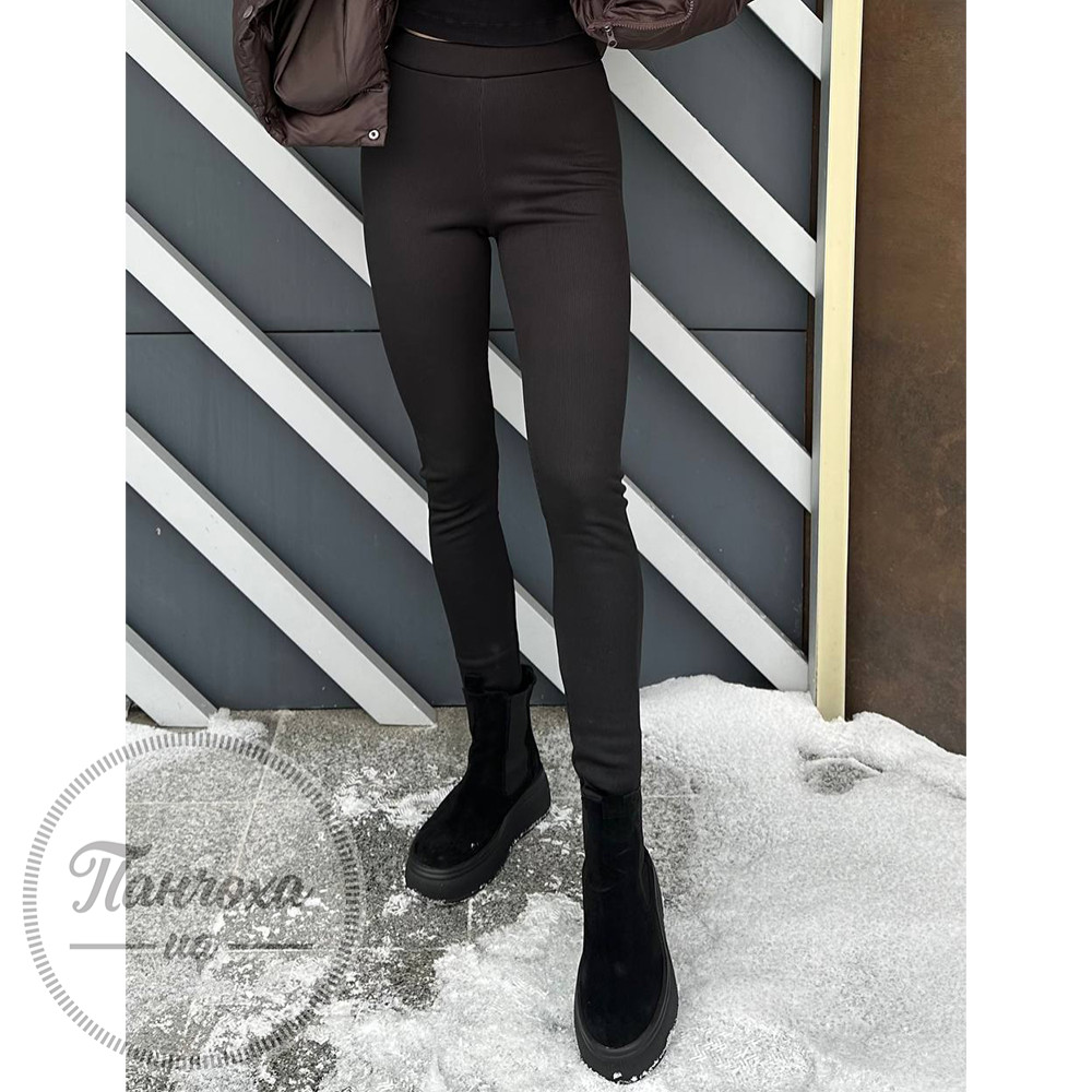 Легінси жіночі ATOM на мікро хутрі (в рубчик) р.XL Чорний Легінси жіночі ATOM на мікро хутрі (в рубчик) р.XL Чорний