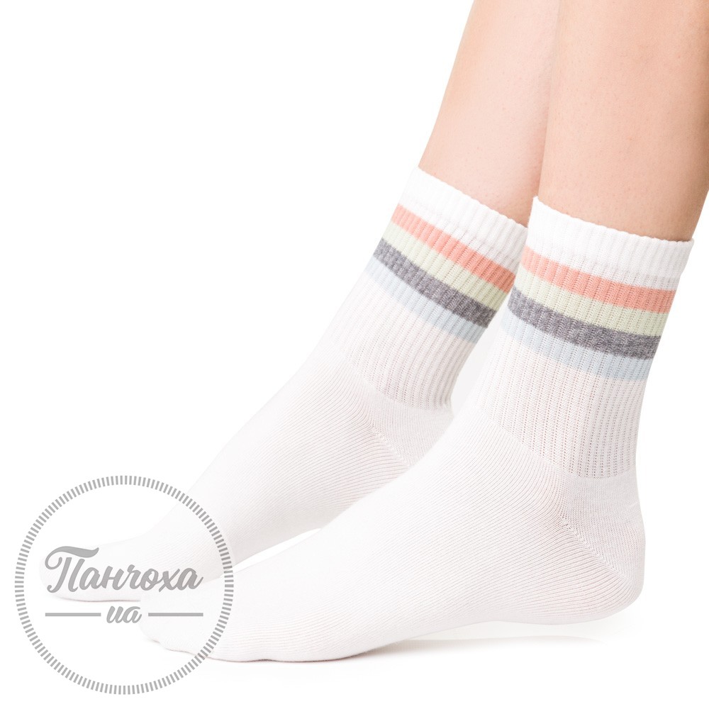 Шкарпетки жіночі STEVEN 026 (кольорові смуги) р.35-37 Молочний