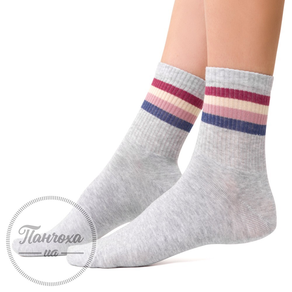 Шкарпетки жіночі STEVEN 026 (кольорові смуги) р.35-37 Сірий меланж