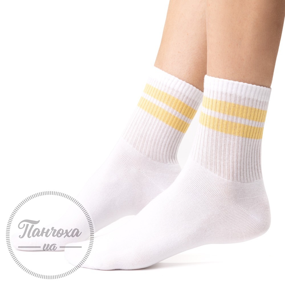 Шкарпетки жіночі STEVEN 026 (кольорові смуги) р.38-40 Білий-жовтий