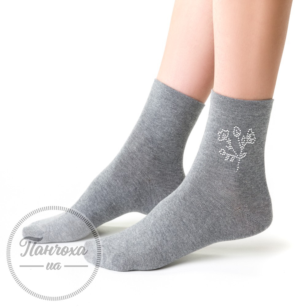Шкарпетки жіночі STEVEN 066 (стрази квітка) р.35-37 Сірий