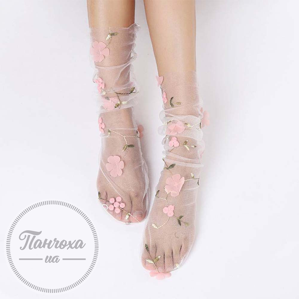 Носки Женские PANNA 0133 (микротюль) (one size) белый-розовый Носки Женские PANNA 0133 (микротюль) (one size) белый-розовый