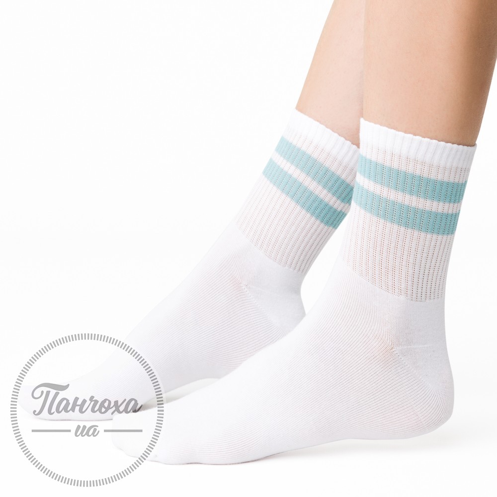 Шкарпетки жіночі STEVEN 026 (кольорові смуги) р.38-40 Білий-бірюзовий