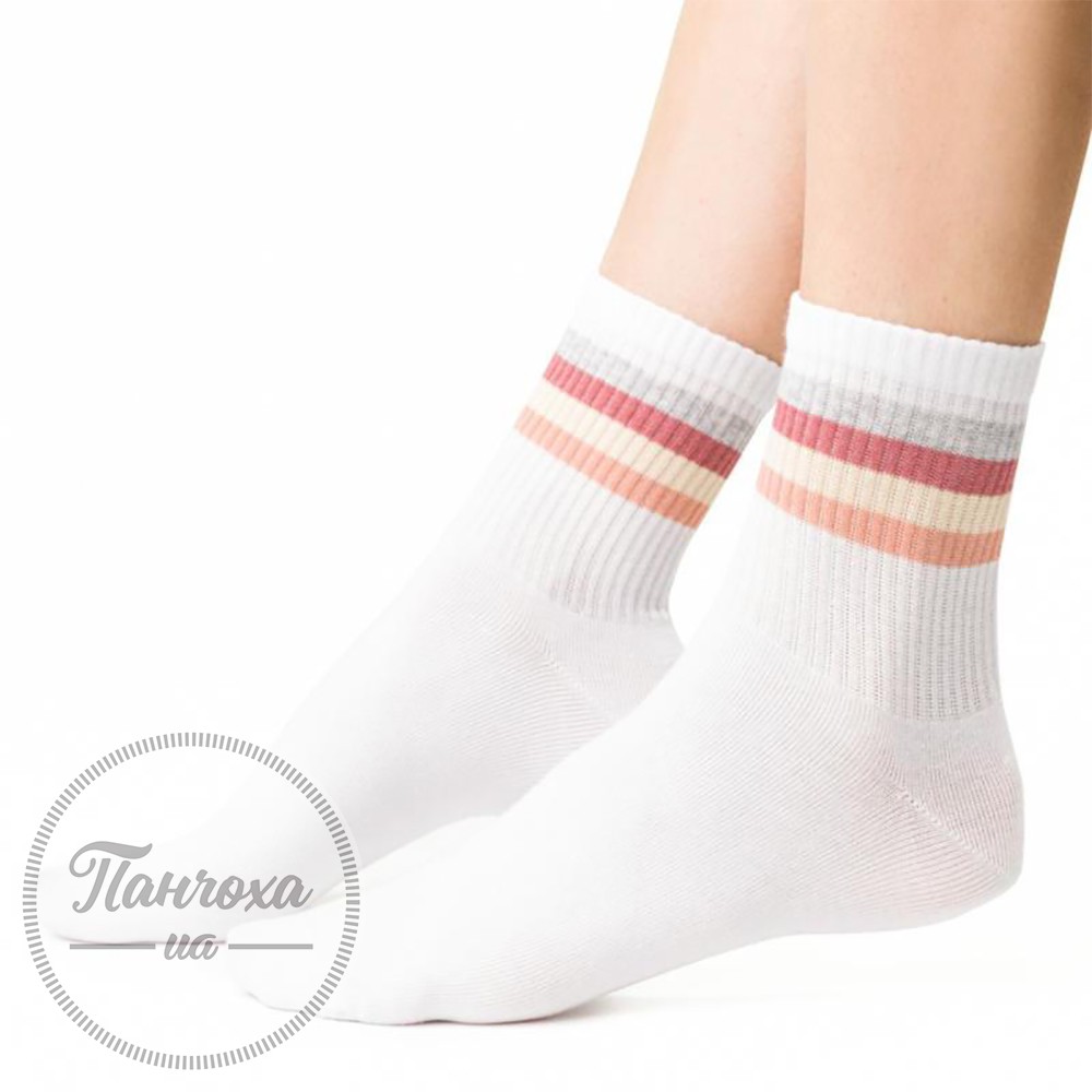 Шкарпетки жіночі STEVEN 026 (кольорові смуги) р.38-40 Білий-різнокольор.смуги