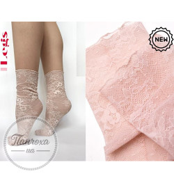 Шкарпетки жіночі LEGS LACE FLOWERS G32 (one size) Pudra