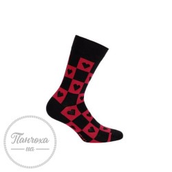 Шкарпетки чоловічі WOLA Perfect Man Cotton casual (серця1) р.42-44 Чорний-червоний
