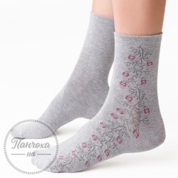 Шкарпетки жіночі STEVEN 099 (квітковий орнамент) р.38-40 Св.сірий
