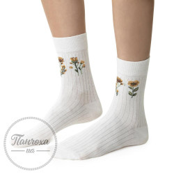 Носки Женские STEVEN 017 (KWIATY 3) р. 35-37 молочный