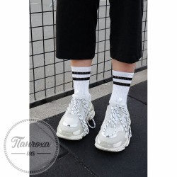 Шкарпетки Панчоха UA (високі спортивні), р.36-40 Білий/чорні смужки