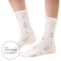 Шкарпетки жіночі STEVEN 017 з рюшем (рослини) р.35-37 молочний