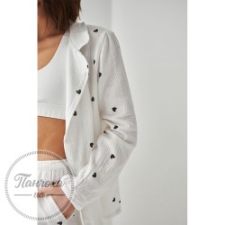 Домашній костюм SINEL (муслін) (сорочка+шорти) р.M Білий/чорні серця