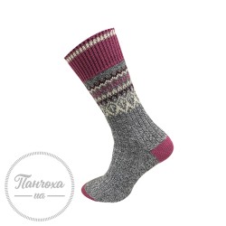 Шкарпетки жіночі Лонкаме 6500 р.23-25 Сірий меланж/малиновий (орнамент)