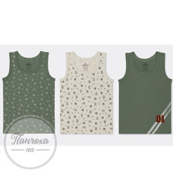 Майка для парней BAYKAR 2514 р. 110-116 хаки (принт по всей майке)