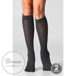 Гольфы женские LEGS KNEE HIGH WOOL MERINO KW22 (2 пары) р. 36-40 Nero melange