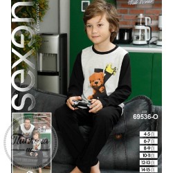 Пижама для мальчиков SEXEN 69536 p.12-13 лет Серый-черный