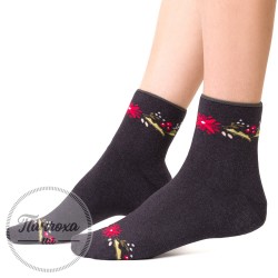 Шкарпетки жіночі STEVEN 123 (орнамент/квітка) р.35-37 Темно-сірий