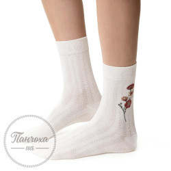 Носки Женские STEVEN 017 (KWIATY 4) р. 35-37 молочный